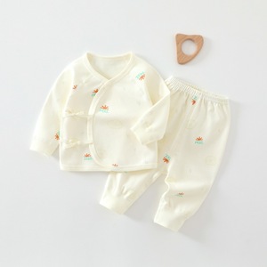 Ensemble de sous-vêtements en coton pur pour nouveau-né, motif dessin animé, automne, avec entrejambe ouvert, 0-6 mois, deux pièces, vente en gros - Product Image 3