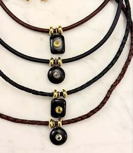 Collar de cuero con cadena, gargantilla con dije de piedra preciosa, colgante de piedra natural bohemio para mujer, chapado en oro de 18 quilates, regalo de moda - Product Image 4