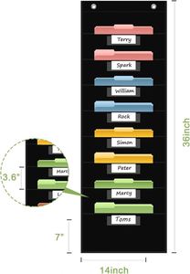 8-Pocket Hanging Wall <b>File</b> Organizer Non-Woven Fabric Black 36''H X 14''L Space-Saving Classroom Office Storage for <b>Files</b> <b>Papers</b> - Product Image 3