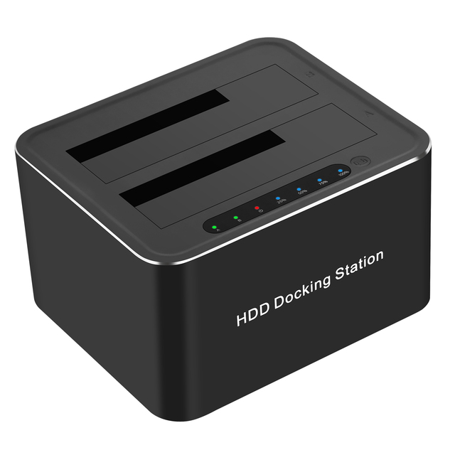 USB 3.0 Dual Bay SATA Hard Drive Docking Station 2.5/3.5 Inches HDD SSD External Box Enclosure Duplicator/Clone Function Black