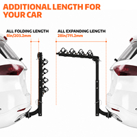 Porte-vélos pliable robuste AUTOBOTS pour 4 vélos, fixation sur attelage, anti-oscillation, sans vacillations, pour SUV, camion, camping-car, récepteur de 2 pouces