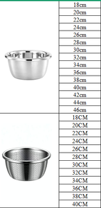 Tazones para Mezclar de Acero Inoxidable de Alta Calidad, Diseño Europeo OEM, Personalizables, Duraderos, con Colador para Ensaladas, Apilables, Aptos para Microondas - Product Image 2