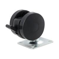 Promotion : Roue pivotante robuste en nylon PA noir de 2,5 pouces (60 mm) avec frein et plaque supérieure pour meubles
