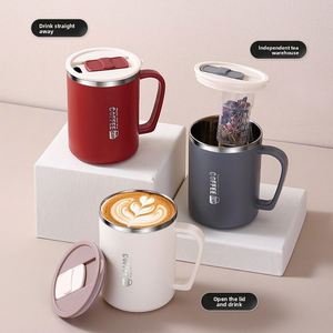 Mug isotherme double paroi en acier inoxydable 304 avec couvercle hermétique anti-brûlure et anti-chute – Idéal pour le bureau ou comme cadeau - Product Image 1