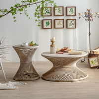 Table de salon combinée avec rangement et bord arrondi