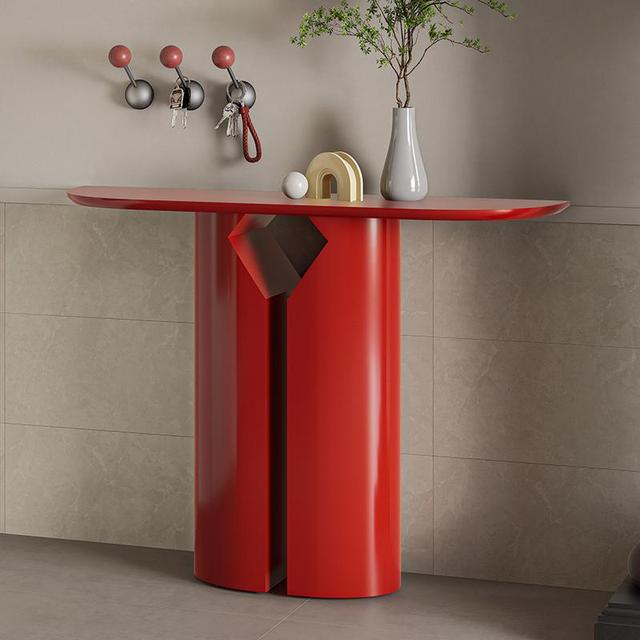 Modern Simple Red Designer Console Table for Home Office and Living Room Creative Entry Application