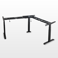 Bureau de direction ergonomique en L à 3 moteurs, électrique, réglable en hauteur, extensible, en métal, pour assis-debout, pour ordinateur portable, assemblé