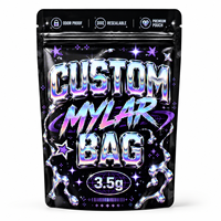 Sachet Mylar Personnalisé 3,5g, Design Holographique Chrome, Anti-Odeur, Refermable, Pochette Premium Za Pack avec Style Urbain Futuriste