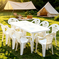 Fauteuils en plastique empilables pour restaurant et jardin, chaises en PP avec dossier, imperméables et légères, ensemble de 6 chaises et 1 table
