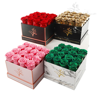 Boîte-cadeau de saint-valentin, vraie fleur immortelle conservée, roses éternelles, fleurs conservées pour toujours, boîte-cadeau pour la saint-valentin