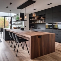 Armoires de cuisine en bois au design moderne RTA Meilleure armoire de cuisine Garde-manger Armoires de cuisine noires simples avec îlot