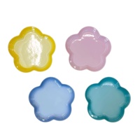 Assiettes en céramique en forme de fleur arc-en-ciel, lot de 4 pièces, boîte cadeau, 23 cm, plats de service colorés pour la maison