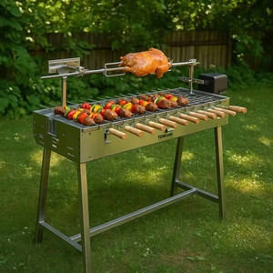 Multiuso in acciaio inox BBQ singolo carbone verticale Pan-fritto di <span class=keywords><strong>carne</strong></span> allo spiedo rosaia girarrosto Kit BBQ Grill - Product Image 1