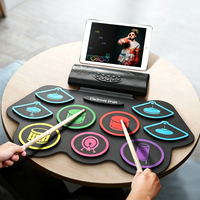 Roll-Up Electronic Drum Kit, 9 Pads Foldable Portable Drum Pad, Supports MIDI Software Games Beginners Percussion Instrument