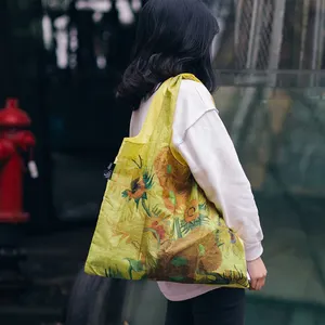 Van Gogh De Sterrennacht Mode Tassen Waterdicht Scheurvast Slijtvaste Nylon Polyester Boodschappentas Voor Vrouwen