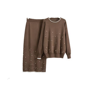 Gonna e maglione lavorato a maglia Casual con perline e Design cielo <span class=keywords><strong>stellato</strong></span> da donna elegante 0615 - Product Image 5