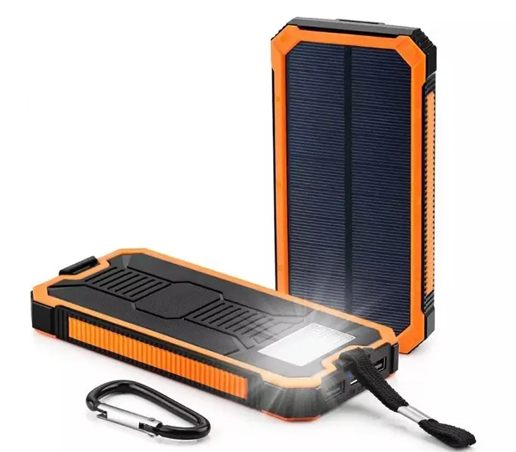 Taşınabilir güneş enerjisi bankası su geçirmez/darbeye dayanıklı/toz geçirmez çift Usb pil bankası cep telefonu