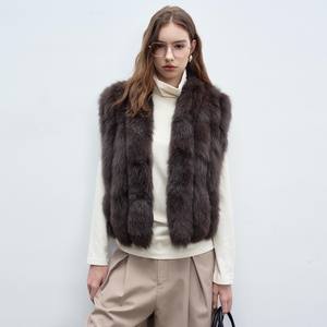 Gilet da donna in <span class=keywords><strong>pelliccia</strong></span> di <span class=keywords><strong>volpe</strong></span> di colore e dimensioni personalizzate dalla fabbrica di moda di Design più recente - Product Image 1