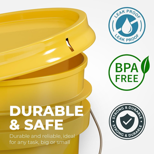 Secchio per Alimenti <span class=keywords><strong>da</strong></span> 5 Galloni Senza BPA, 90mil, Resistente, con Manici in Metallo e Coperchio, Prodotto <span class=keywords><strong>da</strong></span> SDPAC Factory Containers - Product Image 2