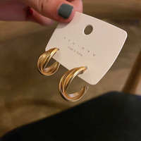 Boucles d'oreilles géométriques en or pour femmes européennes et américaines haut de gamme Grand anneau Bijoux d'oreille en alliage Boucle de style tendance Vente en gros