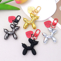 Porte-clés pendentif chien ballon couleur bonbon, étui pour écouteurs en forme de cœur peint, accessoire de sac, accessoire pour couple