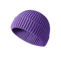 Bonnet de pêcheur court chaud d'hiver brodé avec logo personnalisé tricoté en tricot côtelé avec impression bouffante pour les voyages d'affaires à la plage