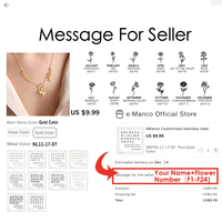 Collier EManco personnalisé avec double nom, pendentif fleur, chaîne en or plaqué, tendance, cadeau de bijoux pour anniversaire ou fête