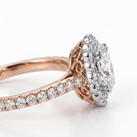 Bague de fiançailles ovale personnalisée avec halo de diamants de laboratoire 0,5-3 carats, en or rose massif 10K/14K/18K, pavé, certifiée IGI VS VVS