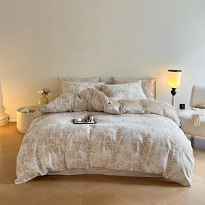 Luxuriöses, Hochwertiges Bettwäsche-Set aus Garngefärbter, Dreilagiger Jacquard-Baumwolle mit Pflanzen-, Blumen- und Geometrischem Muster - Product Image 1