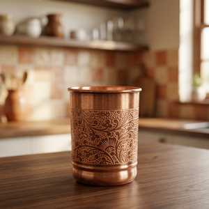 Vaso de Cobre con Diseño Floral Tradicional, Reutilizable para Bebidas Calientes, Regalo para Adultos - Product Image 6