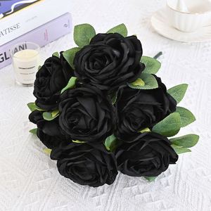 <span class=keywords><strong>Bouquet</strong></span> de fleurs artificielles en soie de haute qualité 7 têtes, rose avec tiges, pour la décoration de la maison et des mariages - Product Image 4