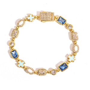 6Mm Cross Oil Drip <b>Bracelet</b> Men's Personality Fashion Colored Gemstone Chain <b>Opal</b> <b>Bracelet</b> Tanjing - Product Image 5