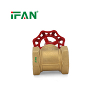 IFAN Fabrika 1/2"-1" Kırmızı Saplı Pirinç Stop Vanası, Konut Sıhhi Tesisat Sistemlerinde Kolay Su Akış Kontrolü için Pirinç Sürgülü Vana