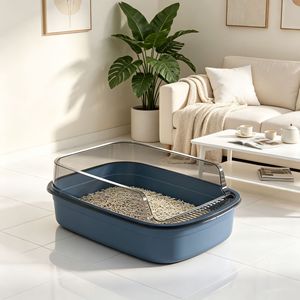 Cat Litter Box Extra Large Semi Enclosed Odor Proof Rectangle For Cats And Dogs - Product Image 1