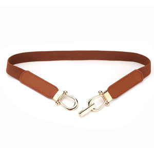 Vente en gros <span class=keywords><strong>Ceinture</strong></span> coréenne décontractée fine en PU pour femmes, design vintage, <span class=keywords><strong>ceinture</strong></span> élastique pour femmes, chemise habillée avec boucle en alliage d'or - Product Image 6