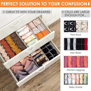 <b>6</b> Pack Sock Underwear <b>Drawer</b> Organizer Dividers 58 Cell Foldable Non-Woven Fabric Modern Dresser Closet Organizers Storage Bins - Product Image 3
