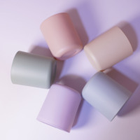 Stoples Lilin Kaca Warna Matte Aura 8OZ 12OZ 16OZ Blush Sage Cream Lilac Cloud untuk Pembuat Lilin Berbagai pilihan tutup opsional