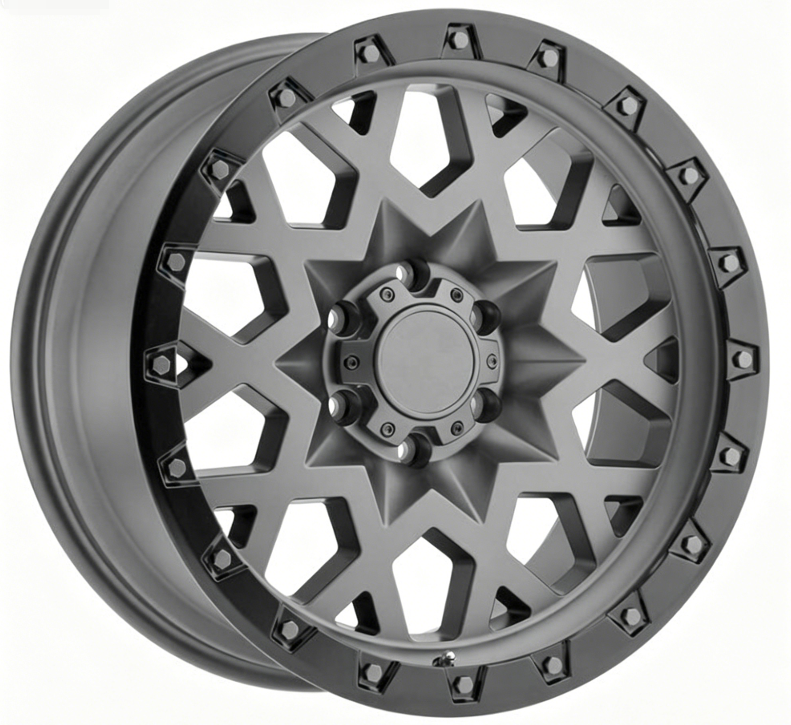 17 18 20 Inch Matte Gray Star Spoke Offroad Cast Wheels Simulated ...