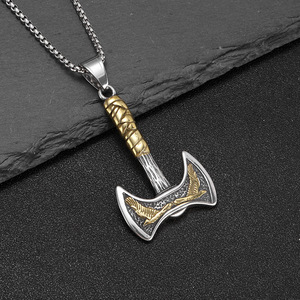 Collar con Colgante de Hacha Vikinga de Doble Cara en Acero Inoxidable, Joyería de Moda para Hombre, Diseño Geométrico, Estilo Asimétrico - Product Image 4