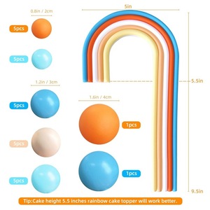Bohème arc-en-ciel <span class=keywords><strong>gâteau</strong></span> Topper bleu Orange boule décorations pour garçons anniversaire bébé douche fête fournitures bricolage cuisson <span class=keywords><strong>décoration</strong></span> - Product Image 2