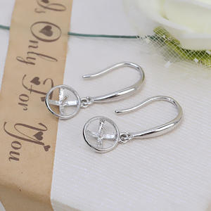 Crochet d'oreille en argent S925 avec plusieurs perles, boucles d'oreilles personnalisées avec 4-5 perles, accessoires de bricolage, forme plate de 6 mm, support vide pour femmes - Product Image 1