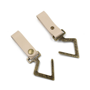 Outdoor camping storage rack <b>hooks</b>, PU leather and metal coat <b>hooks</b>, no-drill tripod <b>hooks</b>, camping <b>hooks</b> - Product Image 2