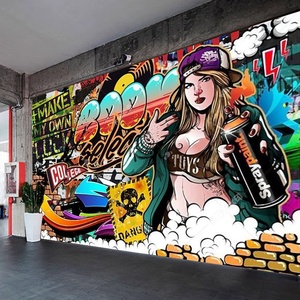 Peint à la main rue Graffiti papier peint à la mode salle de sport murale revêtement mural Hip-Hop danse Studio fond <span class=keywords><strong>personnalisé</strong></span> Hip-Hop - Product Image 4