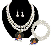 Ensemble de perles classiques plaqué argent pour femme avec symboles grecs Alpha Kappa, Sigma Gamma Rho, Links, Iota, Zeta, Phi Beta