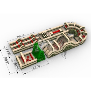 Parcours d'obstacles gonflable géant en bâche PVC certifié EN14960, 100 pieds <span class=keywords><strong>de</strong></span> long, mur d'escalade et toboggan, idéal pour les événements d'entreprise - Product Image 1
