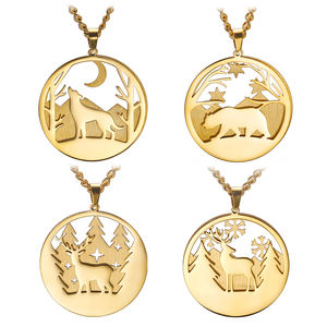 Myshape Collier de Noël pour femmes Flocon de neige Renne Animal <span class=keywords><strong>Loup</strong></span> Ours Charm Bijoux en acier inoxydable - Product Image 1