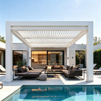 Pergola moderne en alliage d'aluminium, imperméable, électrique, à lames orientables motorisées, gazebo bioclimatique, protection solaire extérieure