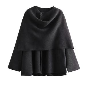 Écharpe asymétrique à boutons d'automne pour femmes européennes et américaines transfrontalières <span class=keywords><strong>Trench</strong></span>-Coat tricoté <span class=keywords><strong>court</strong></span> 122 - Product Image 6