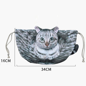 Pochette à cosmétiques en forme de chat, sacs de maquillage amusants, pochette à monnaie de voyage à cordon, trousse de toilette souple en forme d'animal - Product Image 5