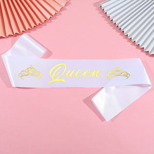 Banda de Satén Negra Divertida con Letras en Relieve de Rey y Reina, Exquisita Banda de <span class=keywords><strong>Cumpleaños</strong></span> para Niños y Niñas, Artículos de Fiesta, Regalos - Product Image 4